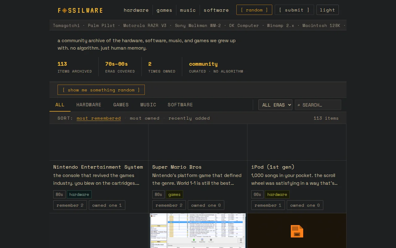 Fossilware – a community archive of retro hardware, software, and games