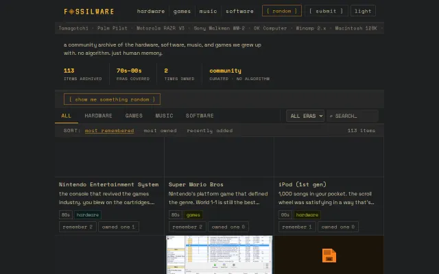 Fossilware – a community archive of retro hardware, software, and games