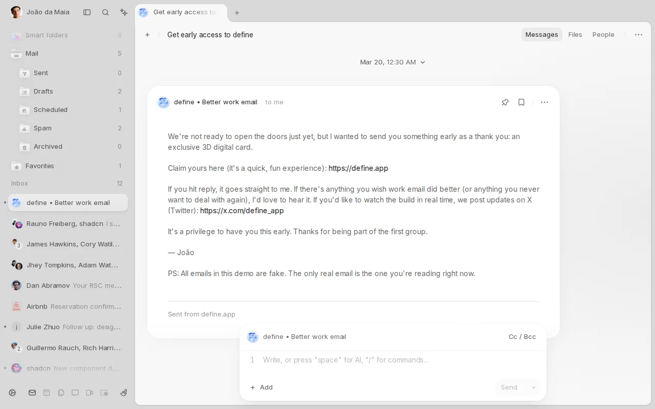 I made an email app inspired by Arc browser