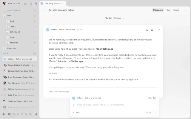 I made an email app inspired by Arc browser