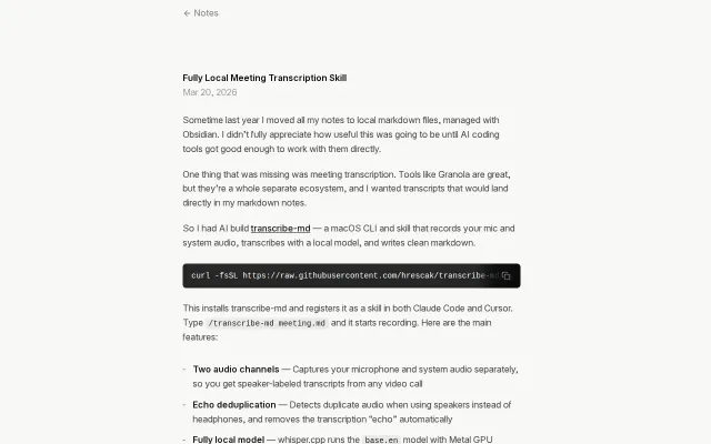 Local Meeting Transcription Skill