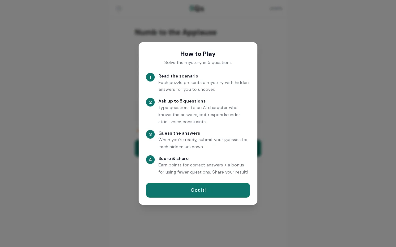 A daily deduction game questioning an AI source to find the answer