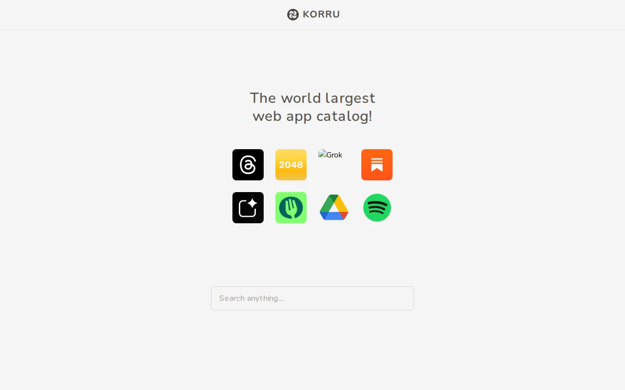 Korru, Web App Catalog