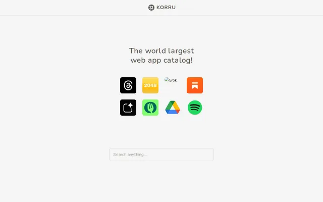 Korru, Web App Catalog