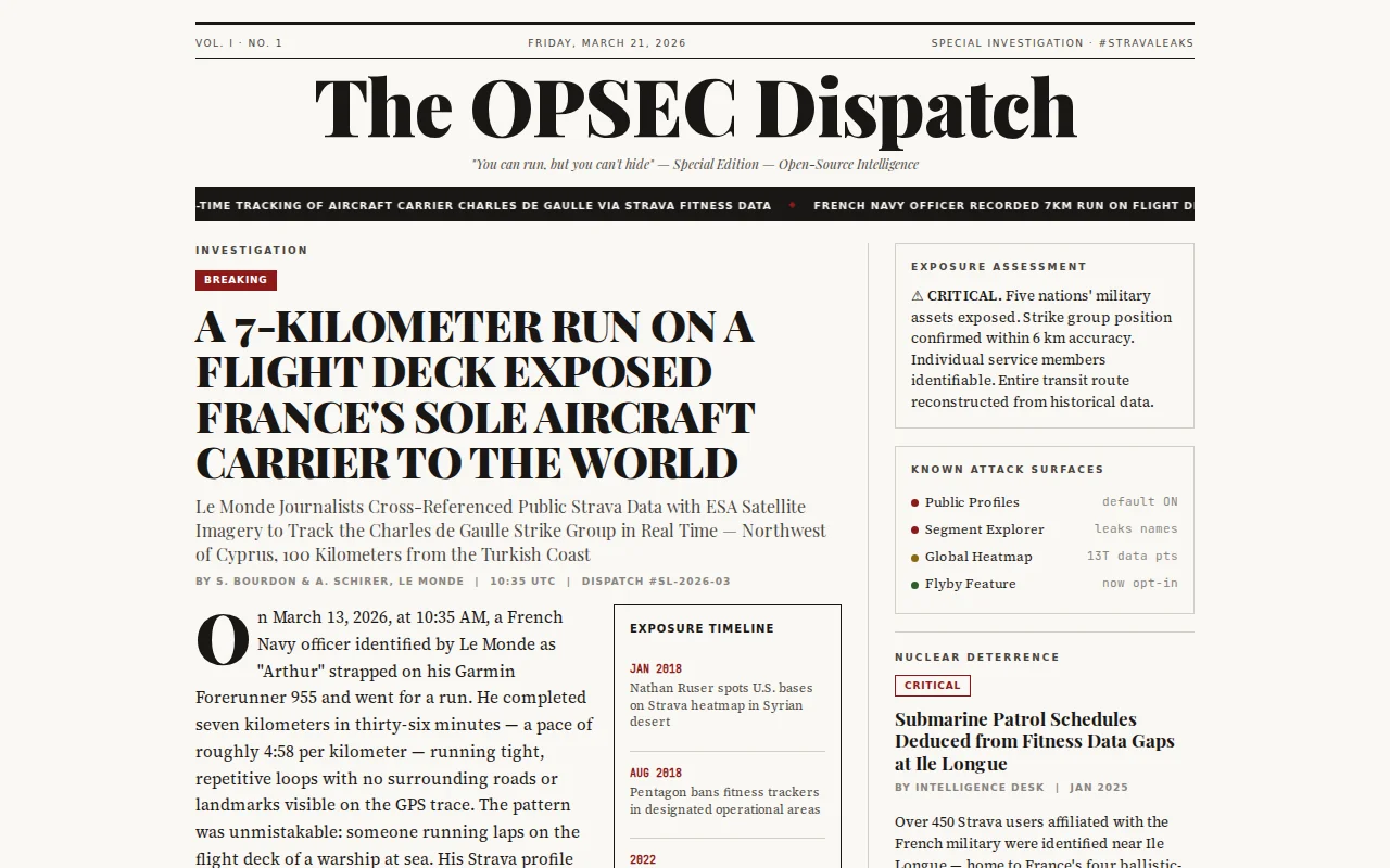 I turned Stravaleaks into an HTML broadsheet newspaper