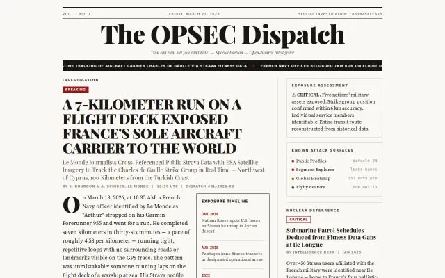 I turned Stravaleaks into an HTML broadsheet newspaper