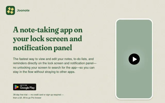 Joonote – A note-taking app on your lock screen and notification panel