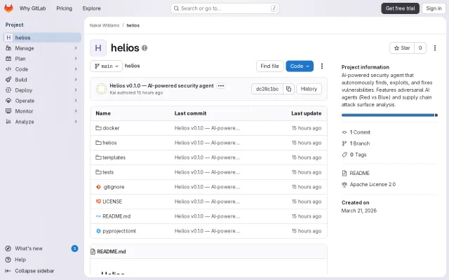 Helios – 3 Claude agents (Red vs. Blue) hack and patch your codebase