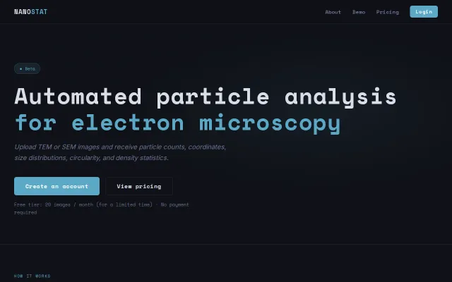 Nanostat – automated particle analysis for electron microscopy images