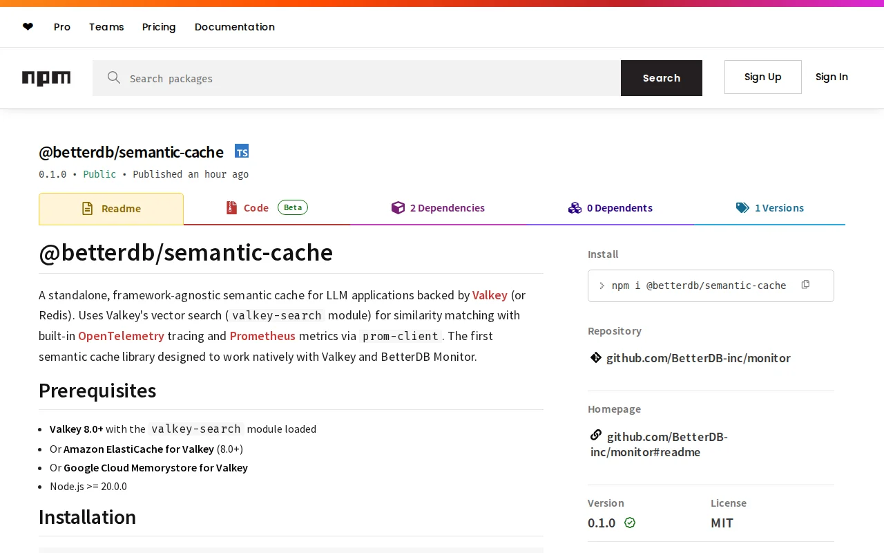 Valkey-native semantic cache with OTel and Prometheus built in