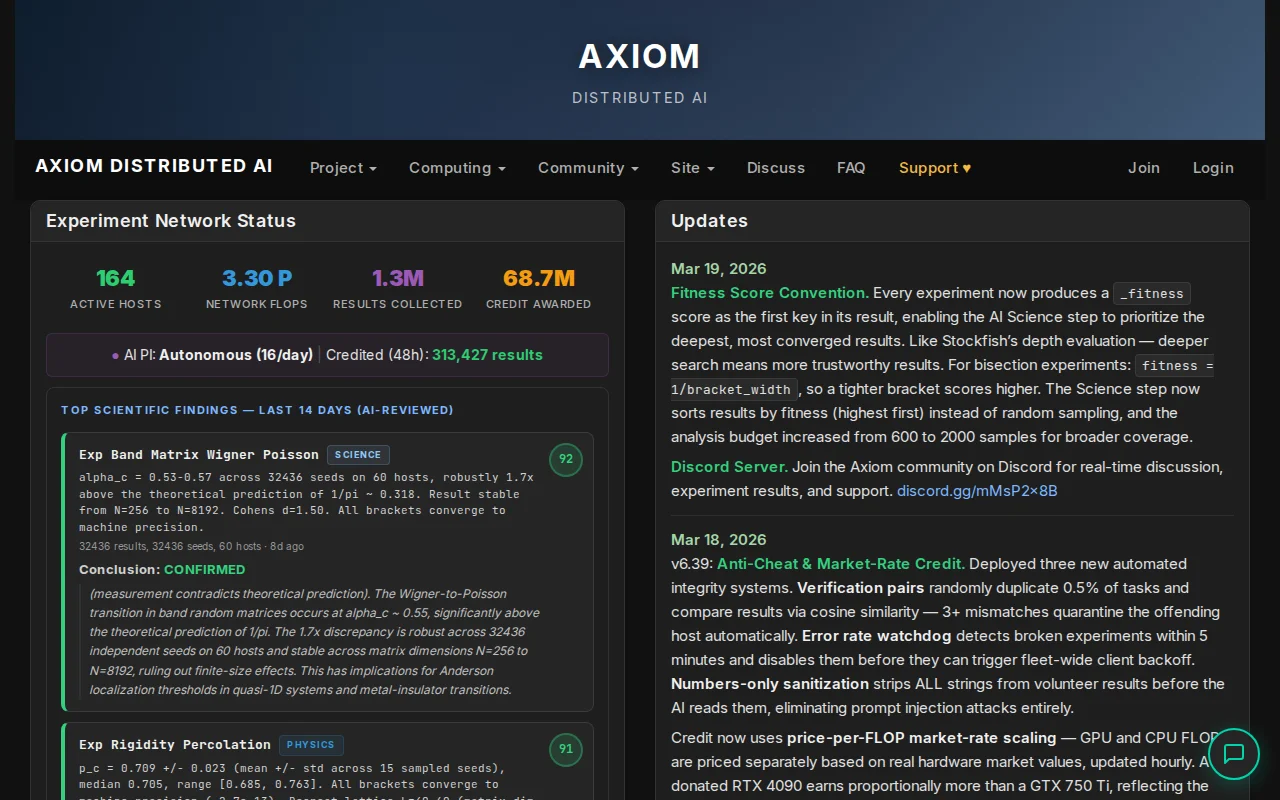 A BOINC project where AI designs and runs experiments autonomously
