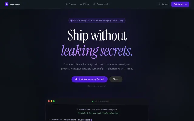 EnvMaster – inject encrypted env variables from your terminal