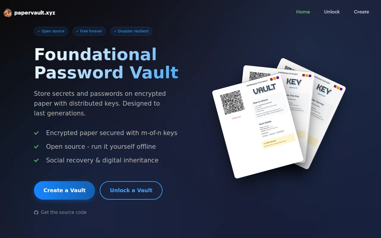 I built a paper-based vault with m-of-n keys