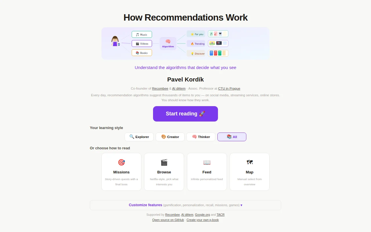 P-book – an interactive book for kids about recommendation algorithms