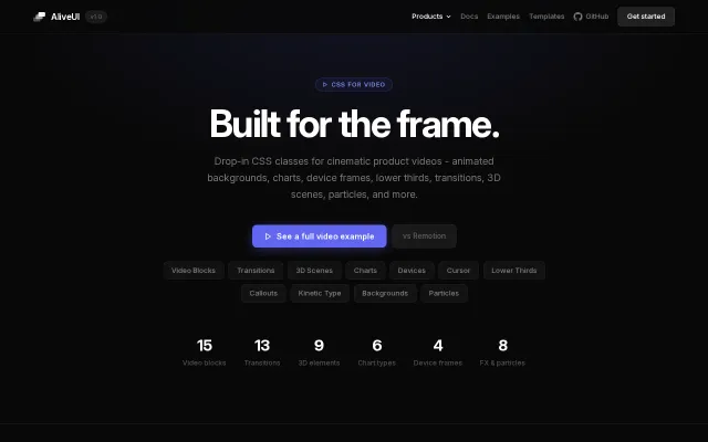 CSS primitives for product videos, no render pipeline