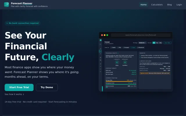Forecast Planner, personal finance app that forecasts instead of tracks