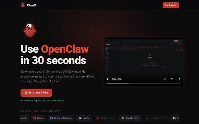 ClawX – OpenClaw Instance in 30s