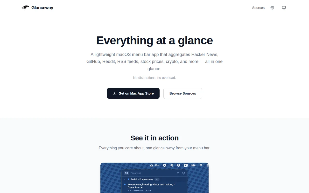 Glanceway – A programmable menu bar info aggregator for macOS