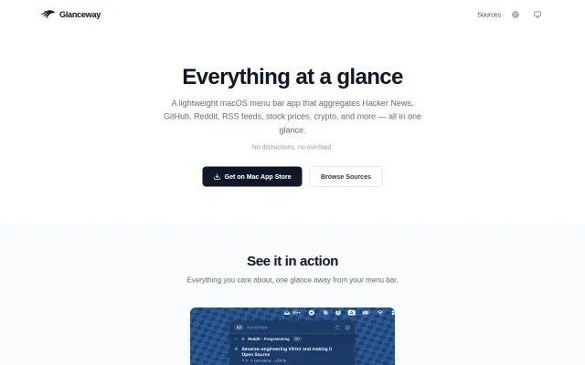 Glanceway – A programmable menu bar info aggregator for macOS