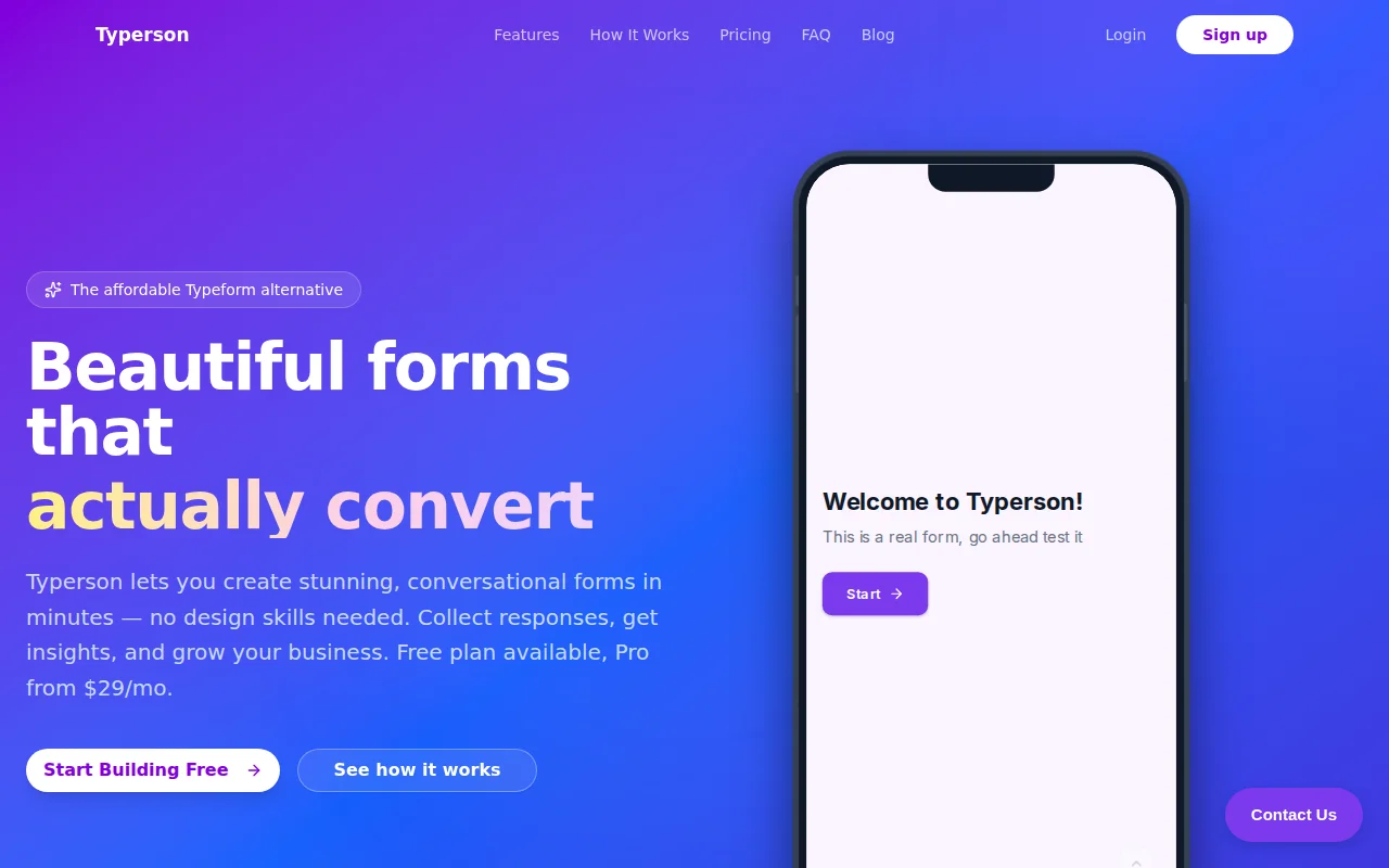 Typerson – Turn boring forms into chat-like experiences