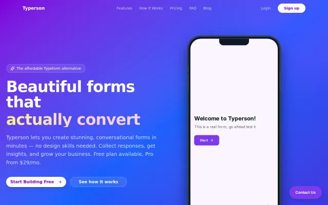 Typerson – Turn boring forms into chat-like experiences