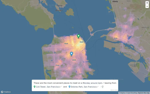 Mapping the most convenient ways to meet someone with public transit