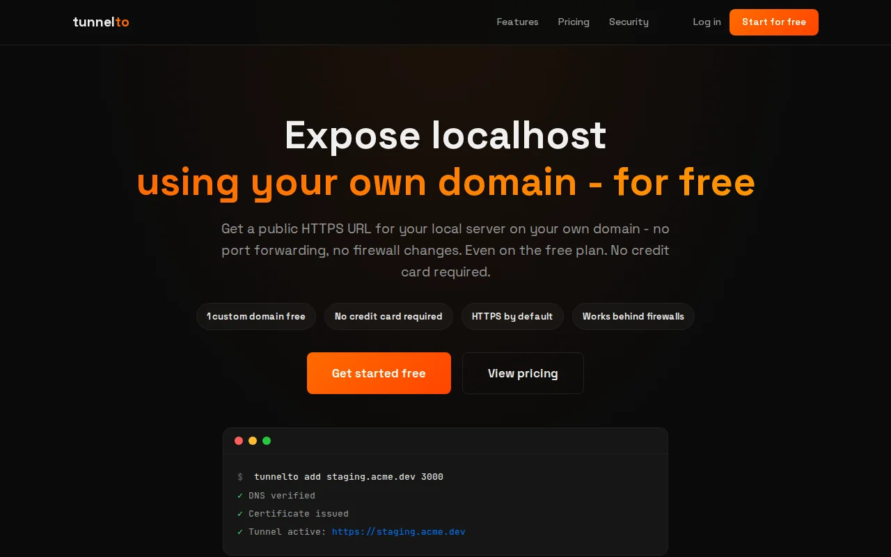 Tunnelto – expose localhost on your own domain (free)