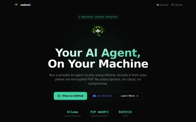 Nekoni – local AI agent accessible from your phone, no cloud