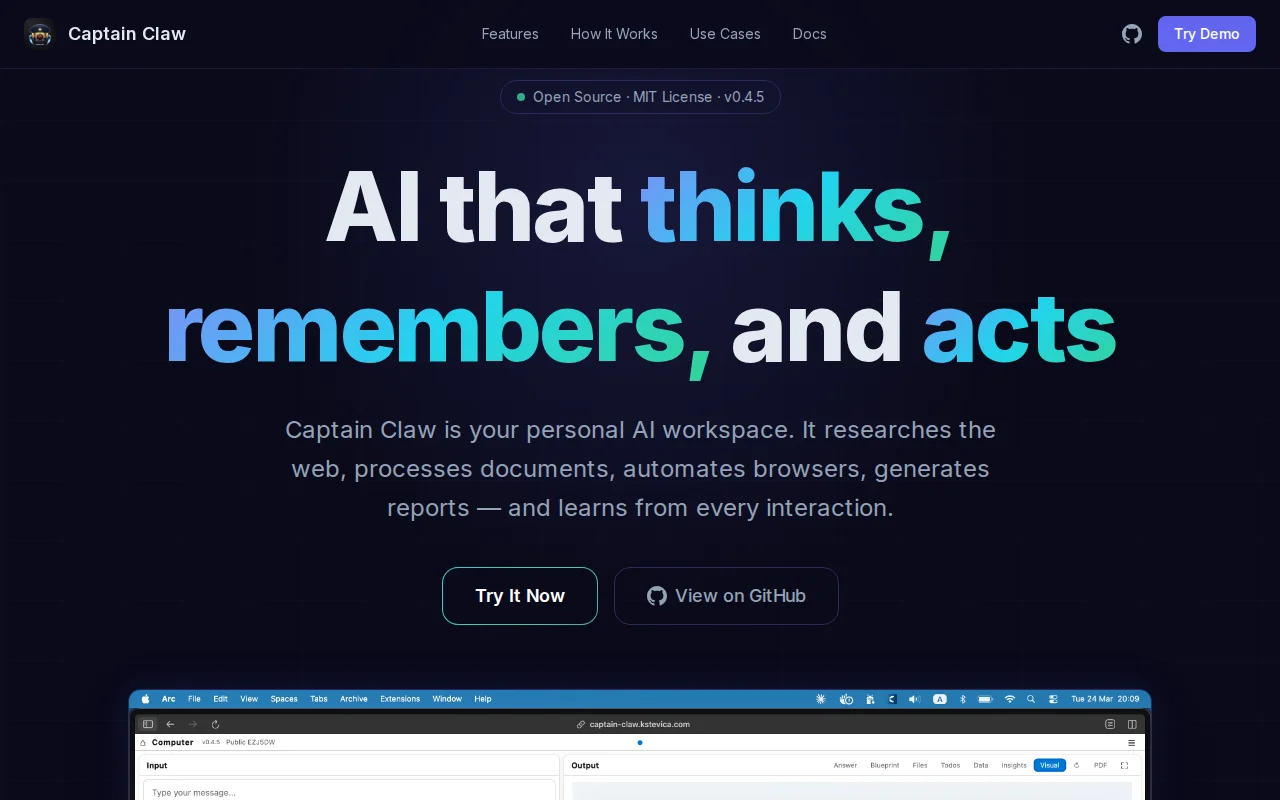 Captain Claw – personal AI workspace