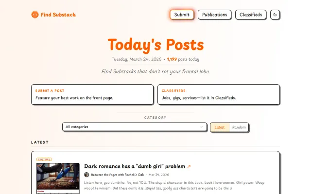 I replaced Substack's algorithm with a chronological feed of new posts