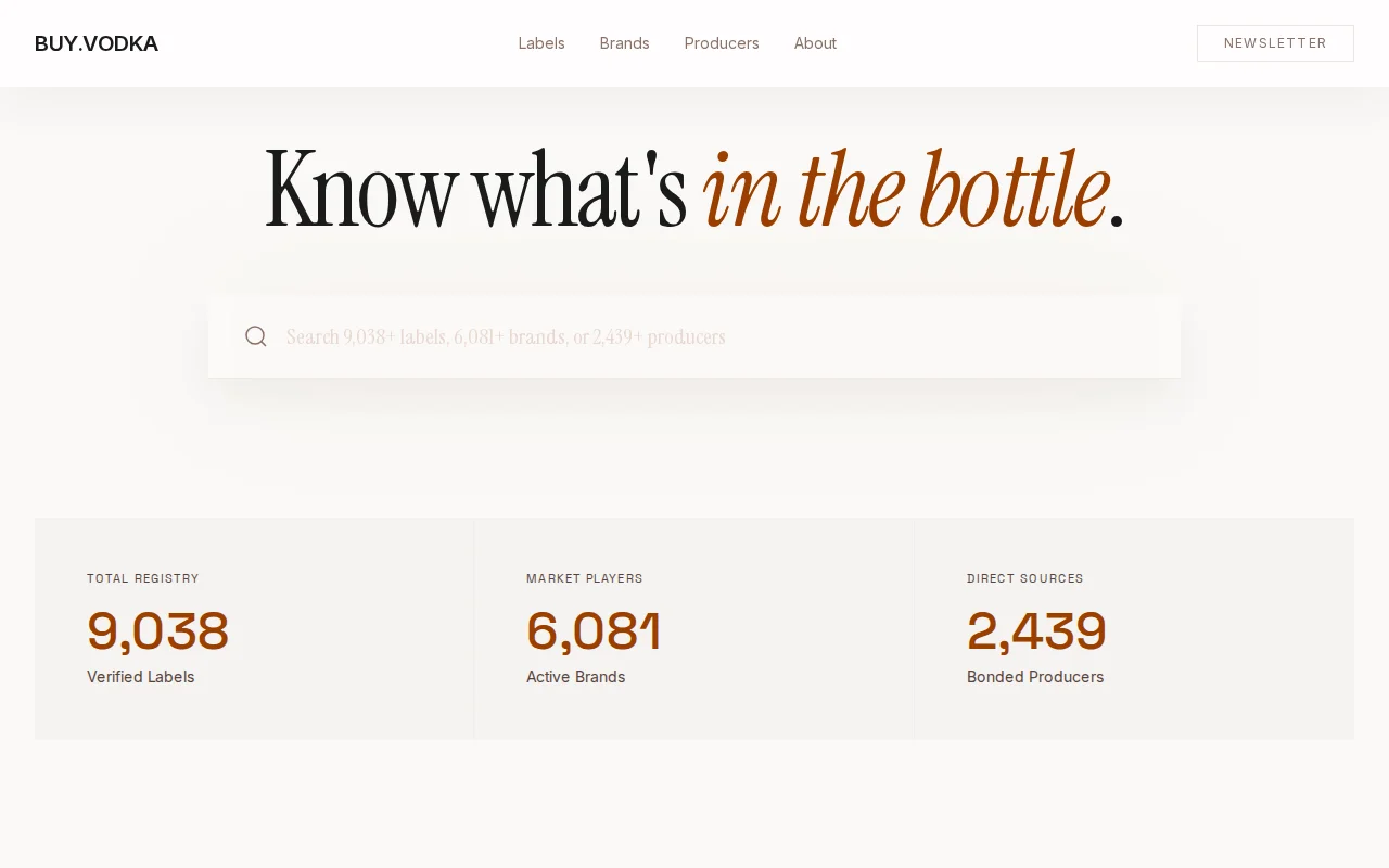 BUY.VODKA—Search engine for US spirits label approvals (TTB/COLA)