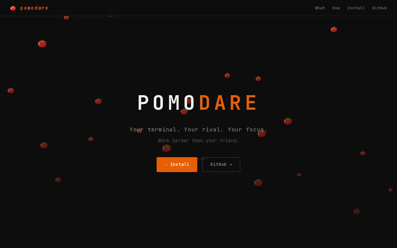 Pomodare – synchronized Pomodoro timer for two, via 4-letter code