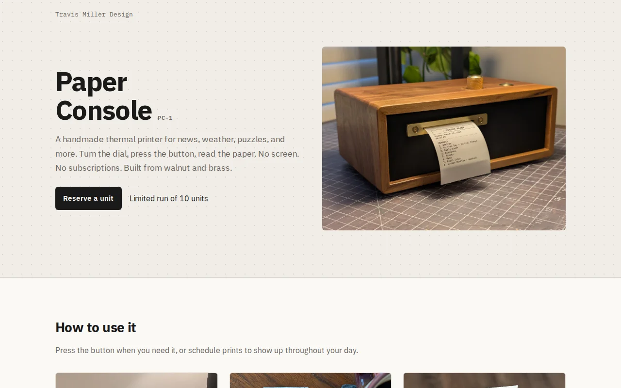 Paper Console – Handmade thermal printer for news, weather, games etc.