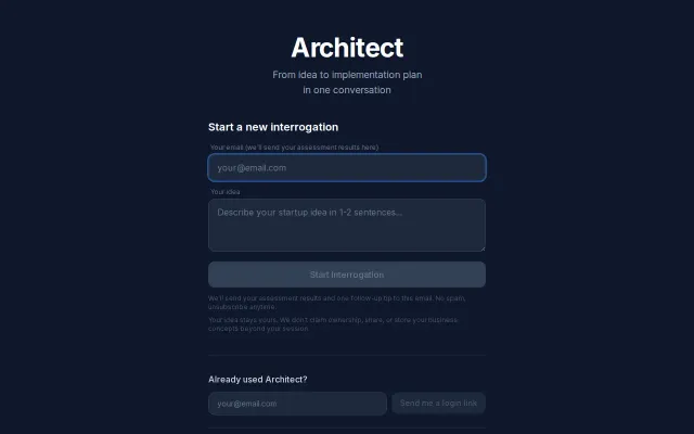 Architect – AI that stress-tests your startup idea before you build it