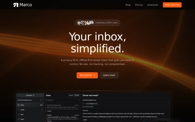 Marco, a privacy-first, offline-first email client (IMAP-native, no AI)