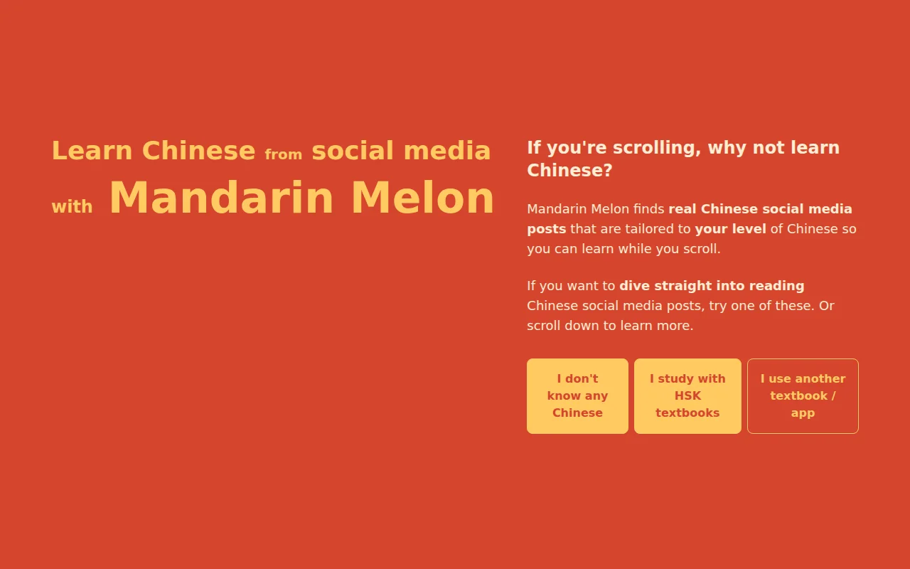 Mandarin Melon – A webapp for learning Chinese by reading social media