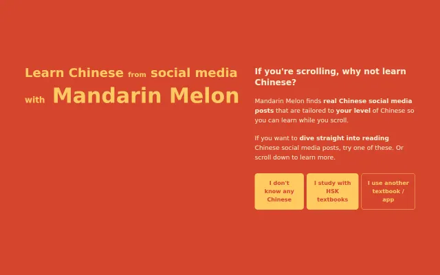 Mandarin Melon – A webapp for learning Chinese by reading social media