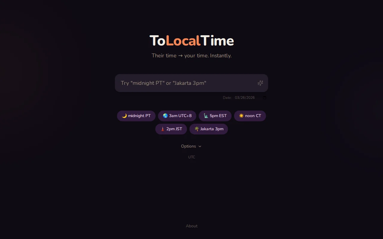 To Local Time – paste "3pm JST" and see it in your timezone