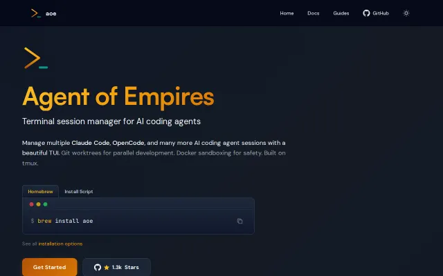 Version 1.0 of agent-of-empires CLI agent orchestration tool
