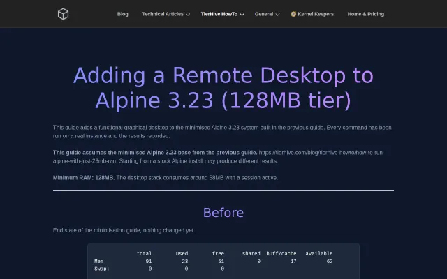 Full graphical desktop running on a 128MB VPS Alpine+XRDP+WindowMaker