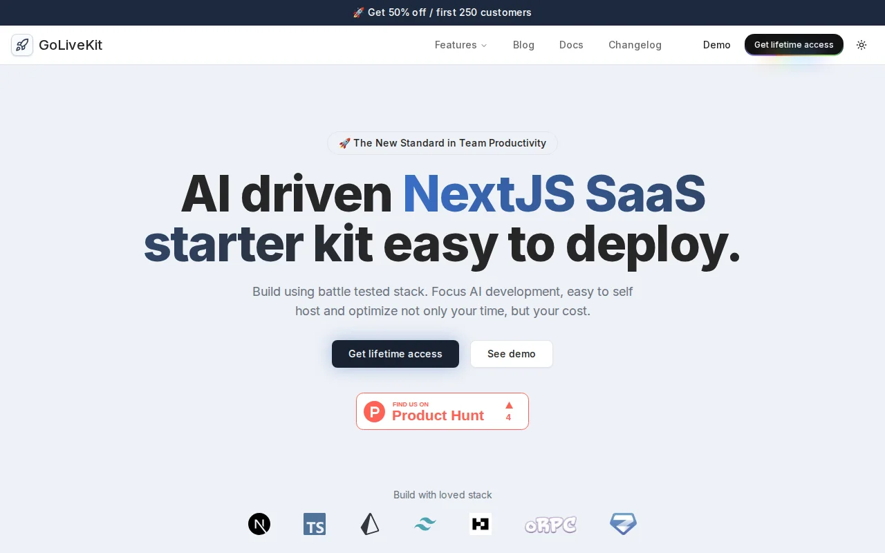GoLiveKit – A Next.js SaaS kit with built-in context for AI agents