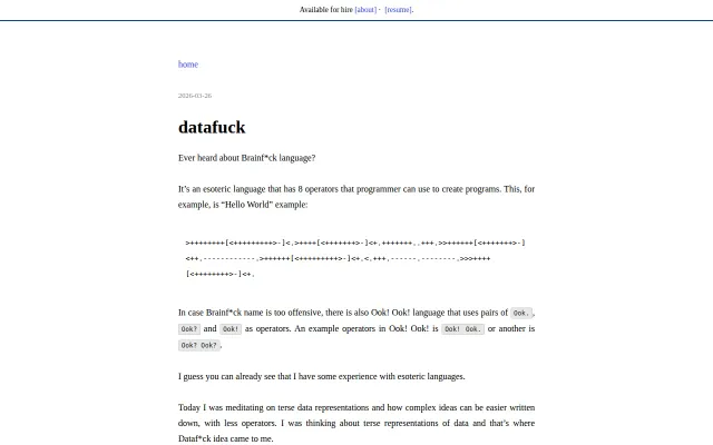 Dataf*ck – An Esoteric Data Format