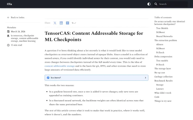 Content Addressable Storage for ML Checkpoints