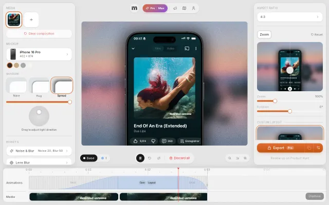 Mokkit, a browser app to create animated device mockups