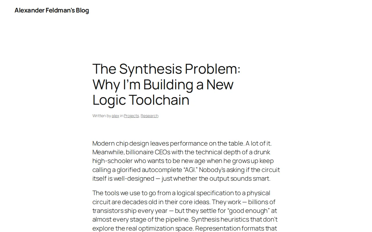 Open-source logic synthesis – formal logic to FPGA