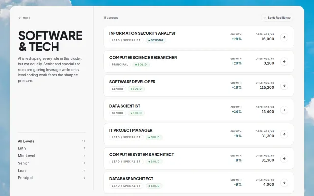 AI career guides for software career family