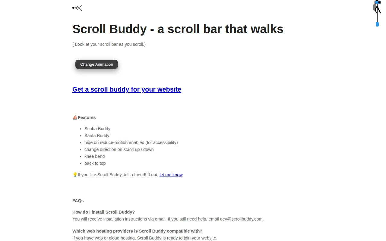 Scroll bar scuba dude swimming as you scroll