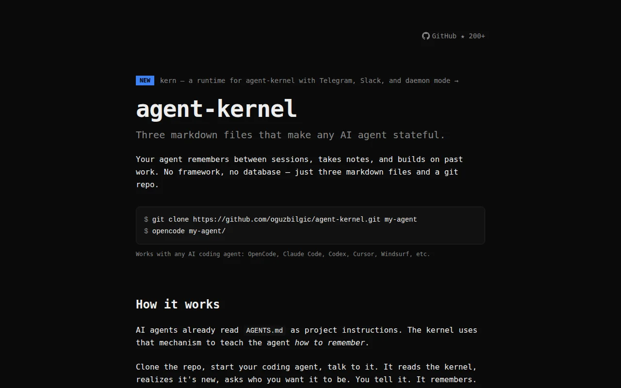 Agent Kernel – 3 MD files that turn any AI into a self-aware Agent