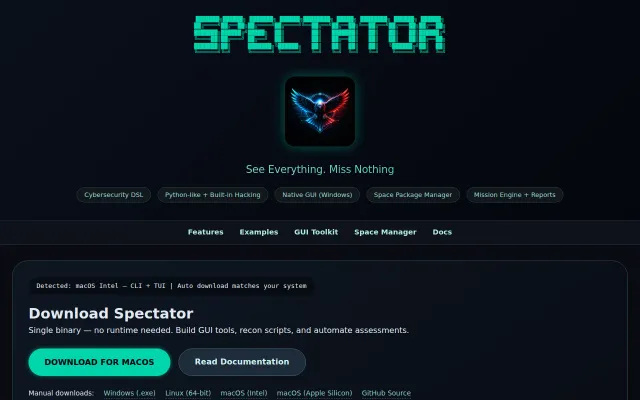 Spectator, a Programming Language for Cybersecurity