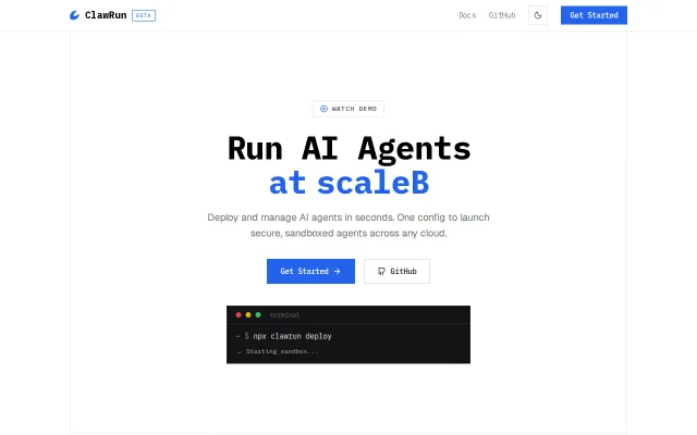 ClawRun – Deploy AI agents to secure sandboxes with one command